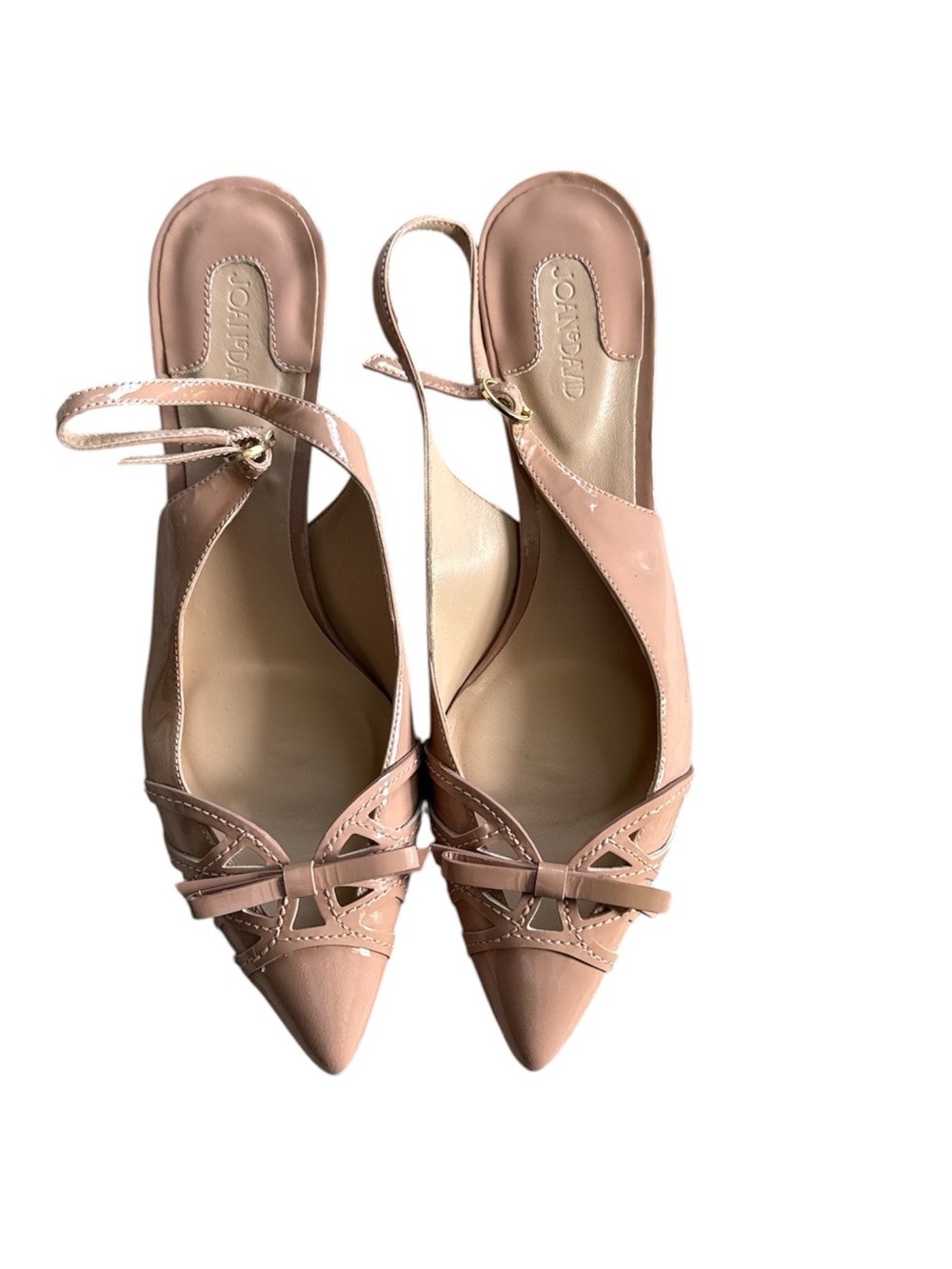 Joan & David pink/nude patent leather slingback kitten heels